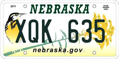 NE license plate XQK635