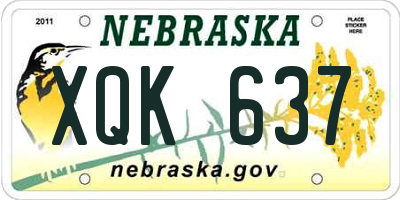 NE license plate XQK637