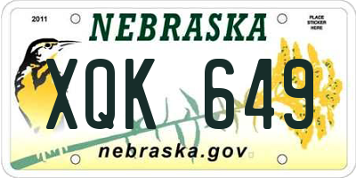 NE license plate XQK649