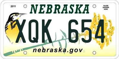 NE license plate XQK654