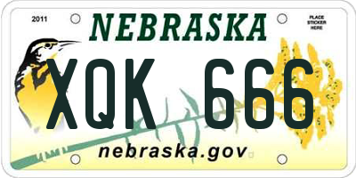 NE license plate XQK666