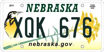 NE license plate XQK676