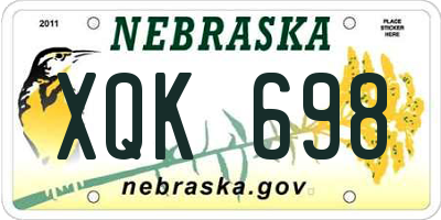 NE license plate XQK698