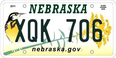 NE license plate XQK706