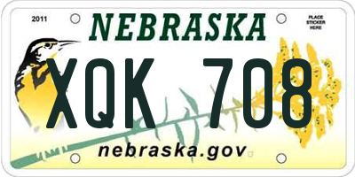 NE license plate XQK708