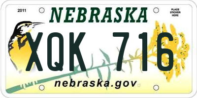 NE license plate XQK716
