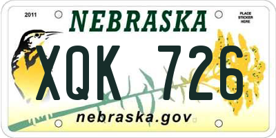 NE license plate XQK726