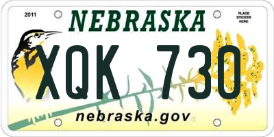 NE license plate XQK730