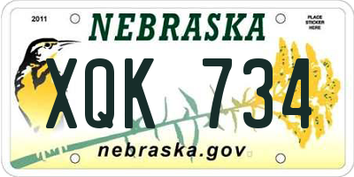 NE license plate XQK734