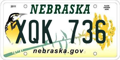 NE license plate XQK736