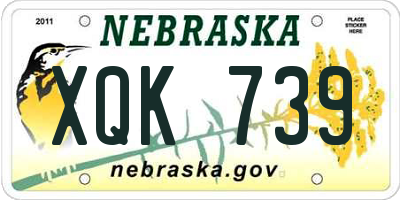 NE license plate XQK739