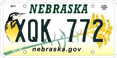 NE license plate XQK772