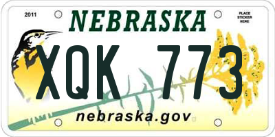 NE license plate XQK773