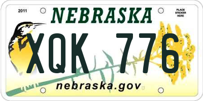 NE license plate XQK776