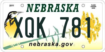NE license plate XQK781