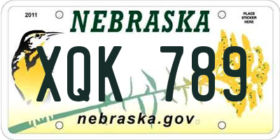 NE license plate XQK789