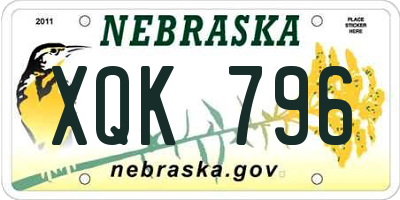 NE license plate XQK796