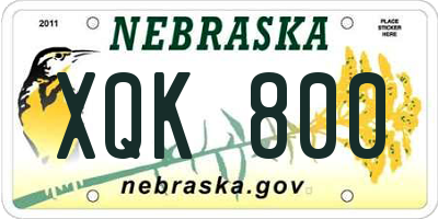 NE license plate XQK800