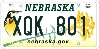 NE license plate XQK801