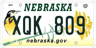 NE license plate XQK809