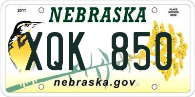 NE license plate XQK850