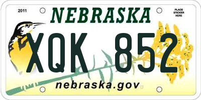 NE license plate XQK852