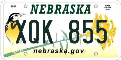 NE license plate XQK855