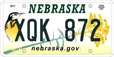 NE license plate XQK872