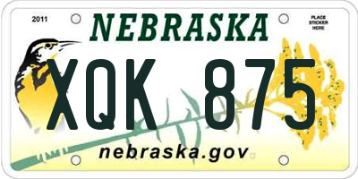 NE license plate XQK875