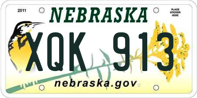 NE license plate XQK913