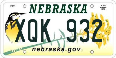 NE license plate XQK932