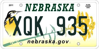 NE license plate XQK935