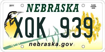 NE license plate XQK939