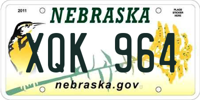 NE license plate XQK964