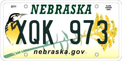 NE license plate XQK973