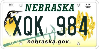 NE license plate XQK984