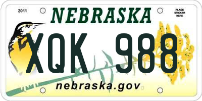 NE license plate XQK988