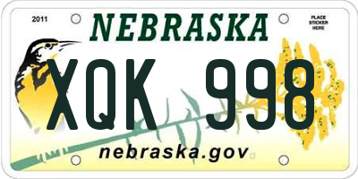 NE license plate XQK998