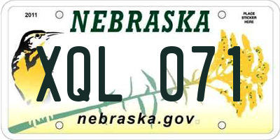 NE license plate XQL071