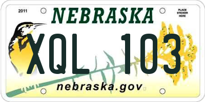 NE license plate XQL103