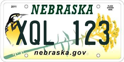 NE license plate XQL123