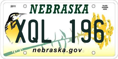 NE license plate XQL196