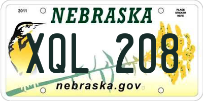 NE license plate XQL208