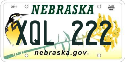 NE license plate XQL222