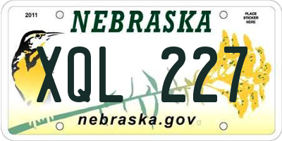 NE license plate XQL227