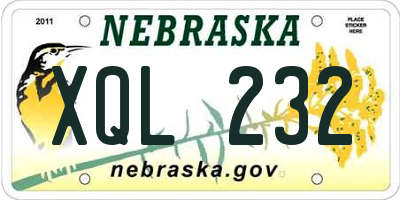 NE license plate XQL232