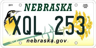 NE license plate XQL253