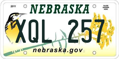 NE license plate XQL257