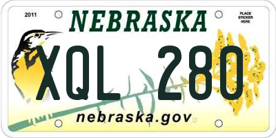NE license plate XQL280