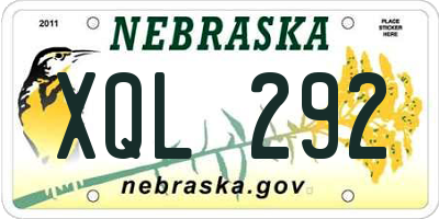 NE license plate XQL292